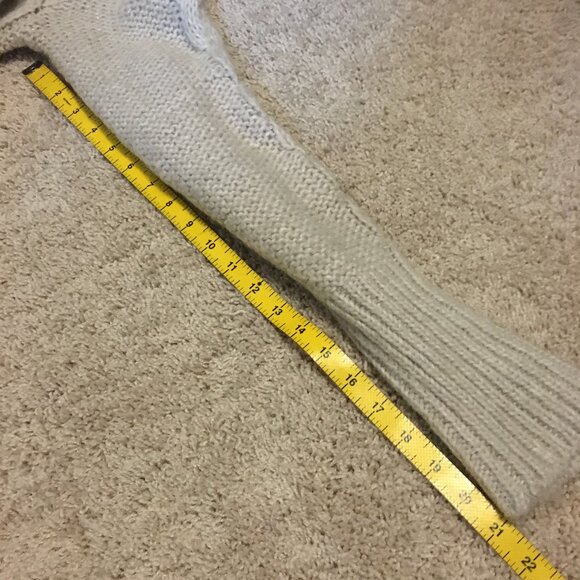 Y2K Tomboy Jeans Long Chunky Cream Cable Knit Wool Blend Button Up Sweater - Picture 15 of 15